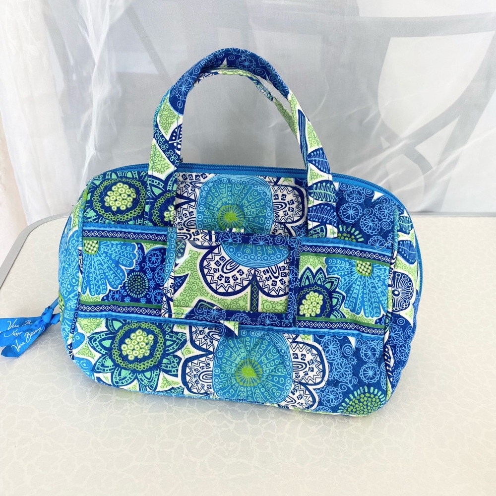Vera Bradley Blue & Green Quilted Floral Lunch Bag or Makeup Bag